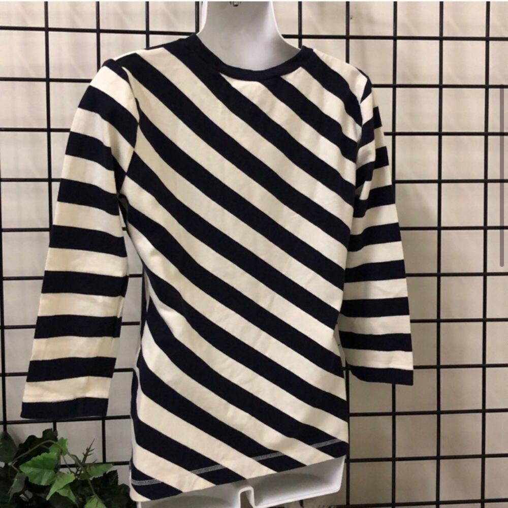 Tory Burch Navy & White Stripe 3/4 Sleeve Medium